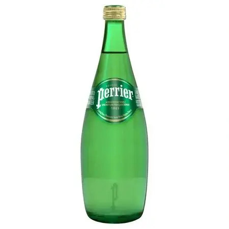 Perrier mineral water bottle upright