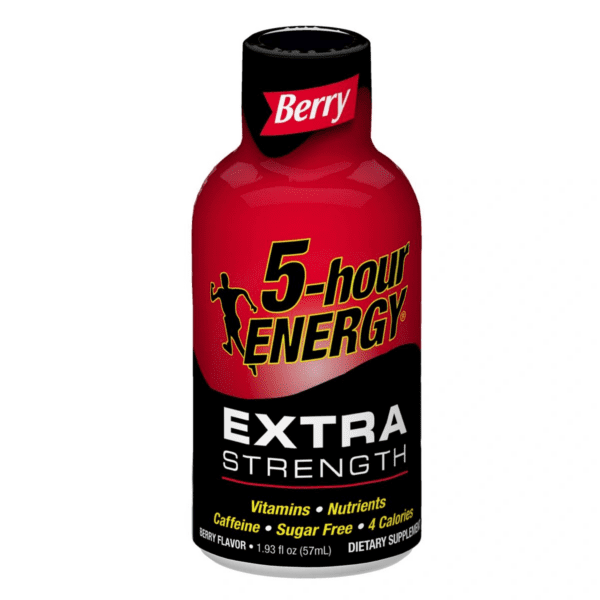 Berry flavored energy shot bottle