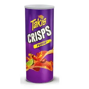 Purple Takis crisps canister with Fuego flavor
