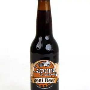 Capone branded root beer bottle