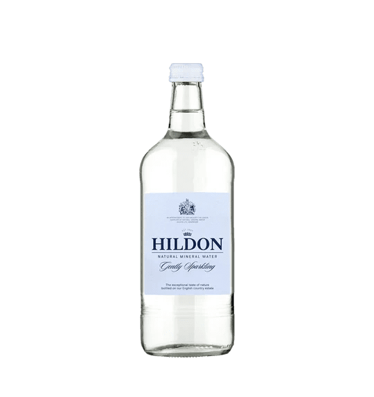 Glass bottle of Hildon mineral water