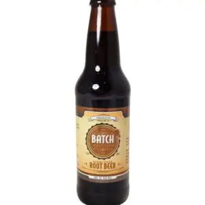 Root beer bottle with label