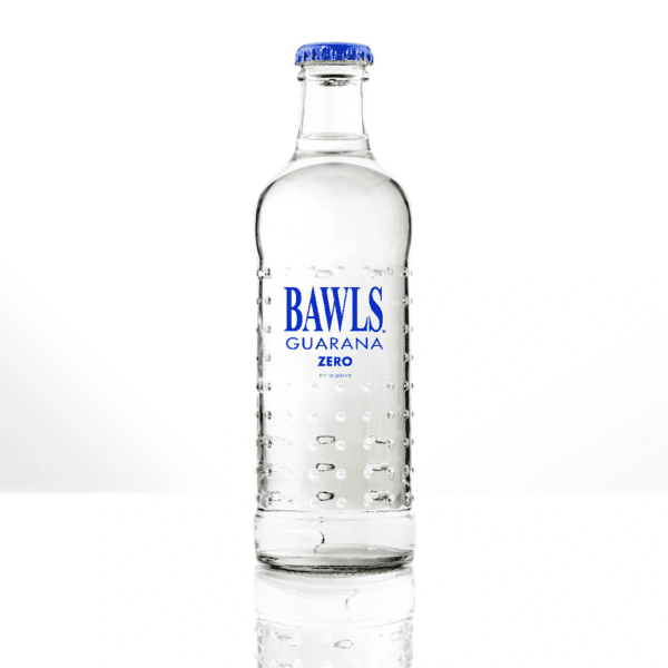 BAWLS Zero beverage bottle with blue cap