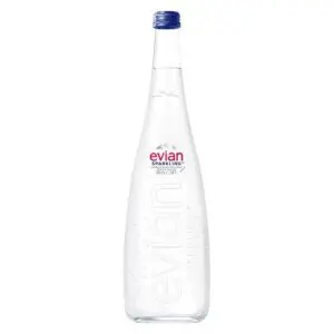 Elegant Evian bottle with blue cap
