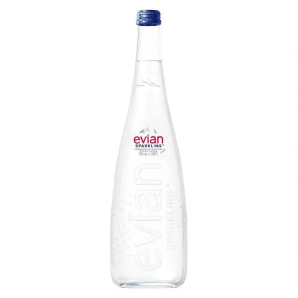 Elegant Evian bottle with blue cap