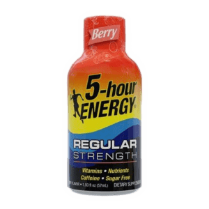 Regular strength energy shot, colorful design