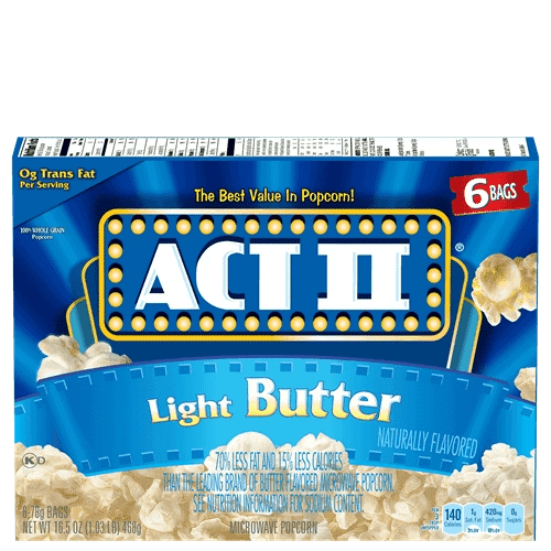 Microwave popcorn box with light butter flavor