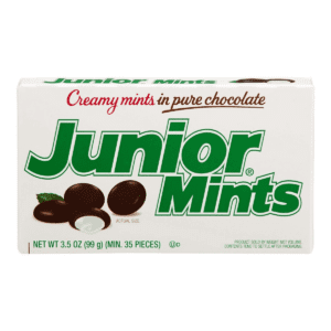 Junior Mints box with chocolate candies