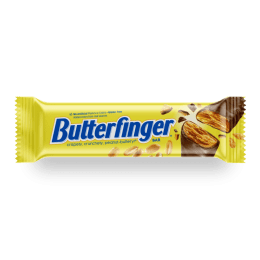 Butterfinger bar against black background