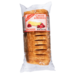 Packaged Danish with cheese and berries