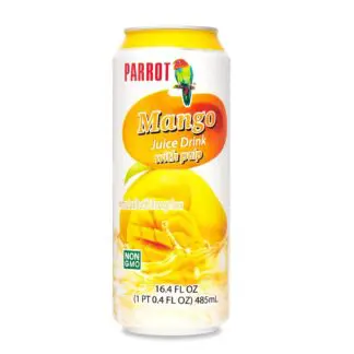 Parrot brand mango beverage can