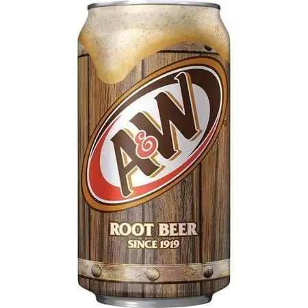 A&W Root Beer can with foam