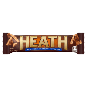 Heath candy bar with calorie information