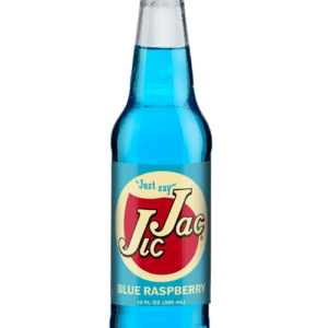 Refreshing blue drink in glass bottle