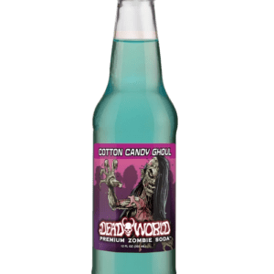 Blue zombie-themed soda bottle