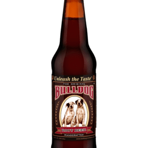 Dark bottle of Bulldog root beer