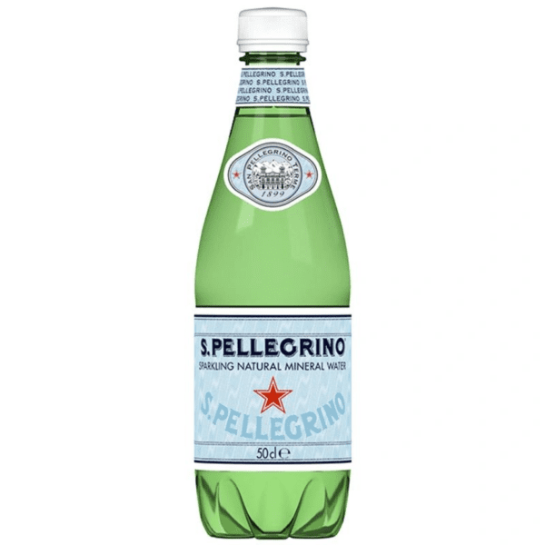 Green bottle of S.Pellegrino sparkling water