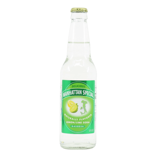 Lemon lime soda in glass bottle