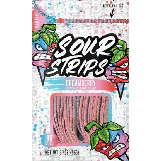Colorful sour candy with berry characters