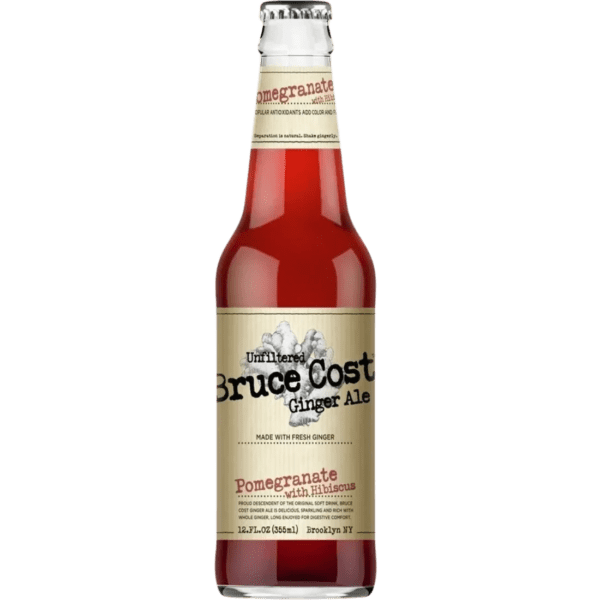 Ginger ale bottle with pomegranate hibiscus flavor