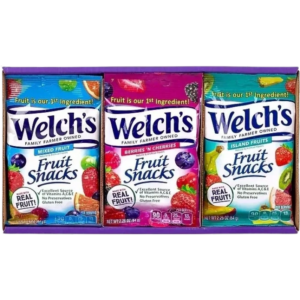 Three flavors of Welch's fruit snacks