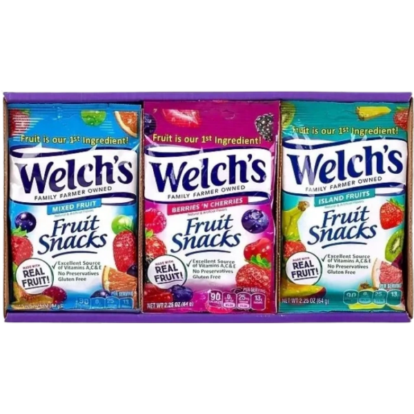 Three flavors of Welch's fruit snacks