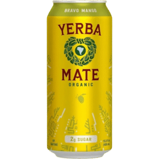 Yerba Mate beverage, mango-flavored can