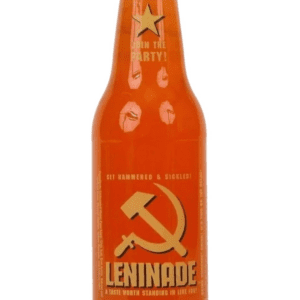 Soviet-themed Leninade soda bottle design.