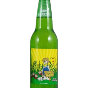 Green bottle with colorful label