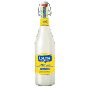 Sparkling lemonade in a glass bottle