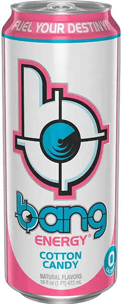 Bang Energy drink, pink and blue design