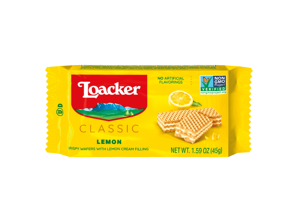 Loacker lemon wafer packaging