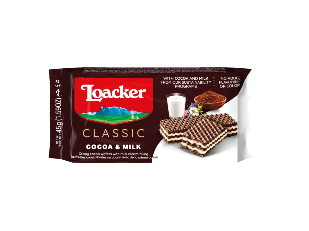 Chocolate wafer packaging with milk image