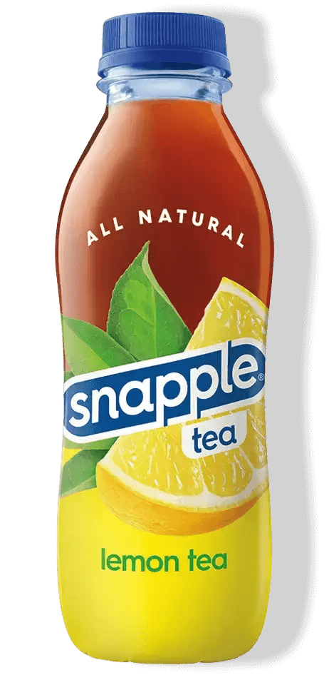 Snapple lemon tea bottle on black background