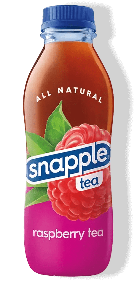 Bottle of Snapple raspberry tea, all natural