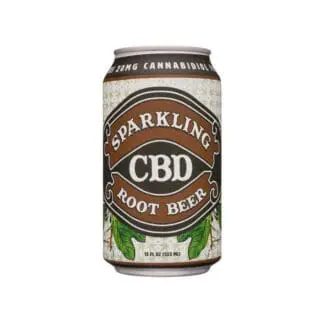 Can of sparkling CBD root beer