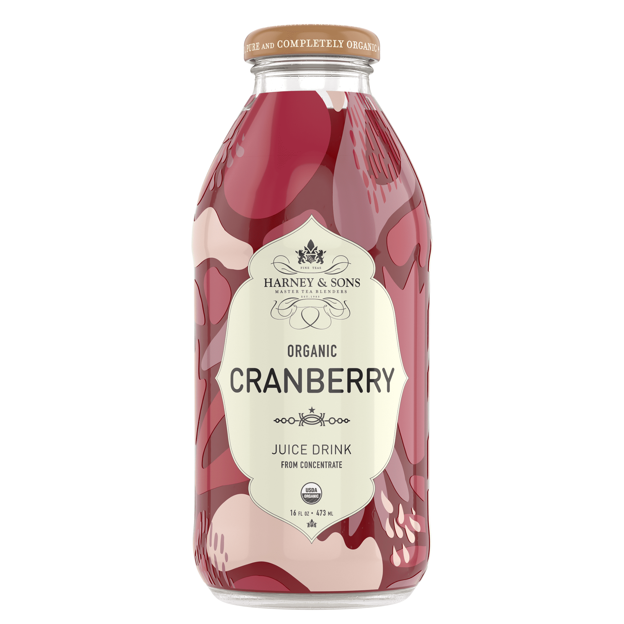 Organic cranberry juice bottle