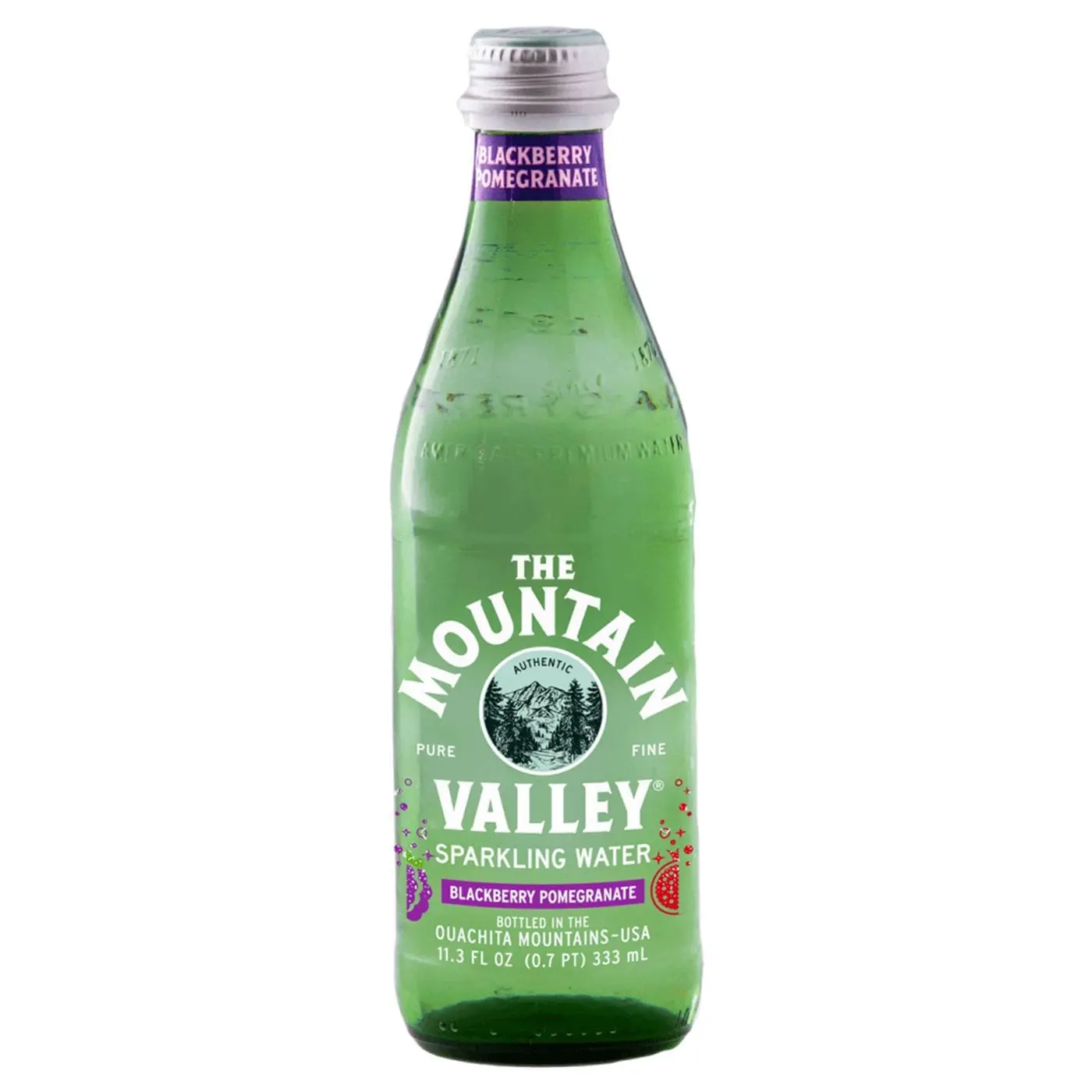 Mountain Valley blackberry pomegranate sparkling water bottle