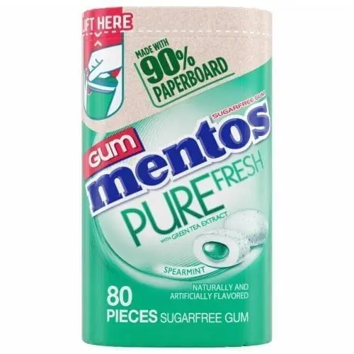 Mentos Pure Fresh Gum - 4 Pack - Spearmint 80 Count
