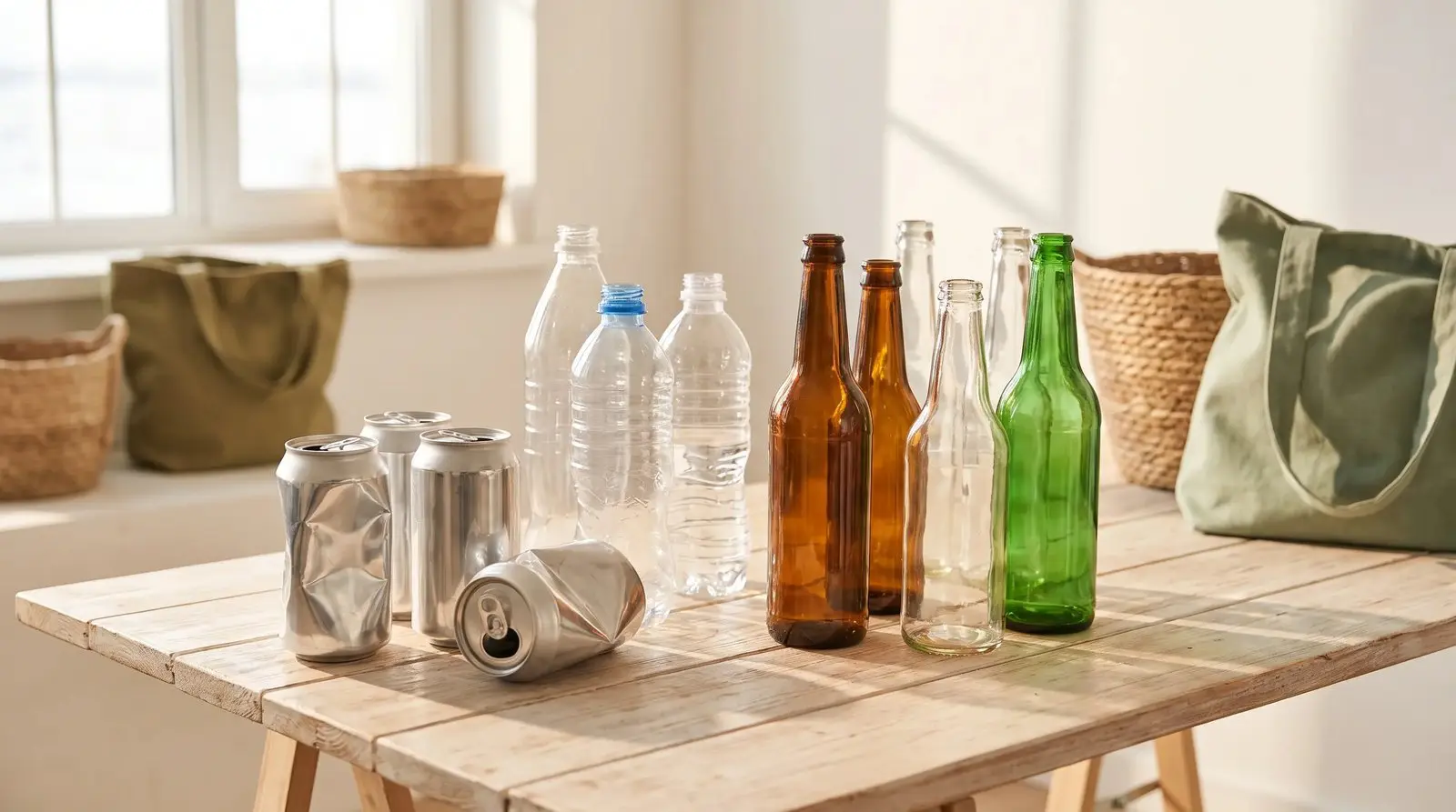 Aluminum cans, plastic bottles, and glass beverage containers subject to California CRV