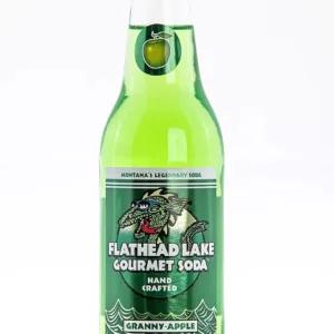 Handcrafted green soda bottle, dragon design