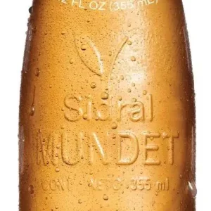 Apple soda in glass bottle