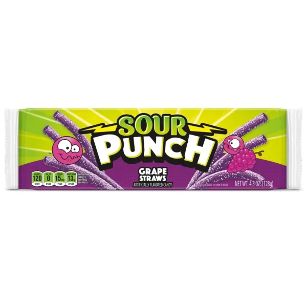 Grape-flavored Sour Punch Straws wrapper