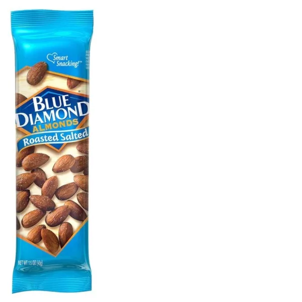 Blue Diamond roasted salted almonds packaging.
