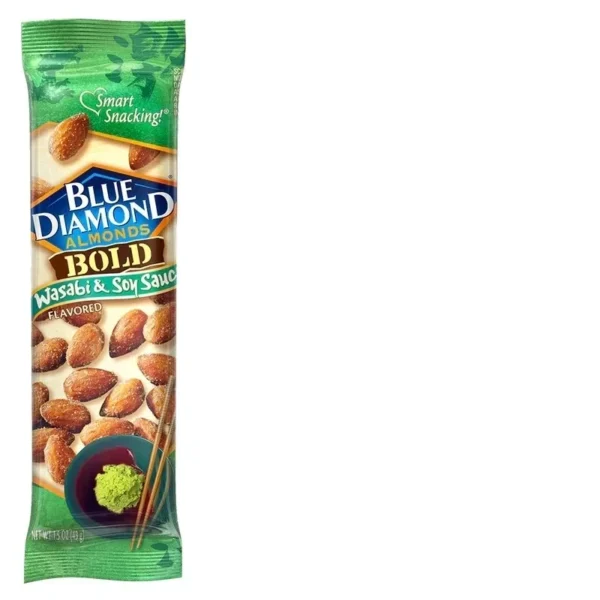 Bold flavored almonds in green package