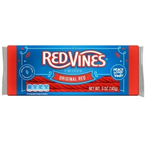 Blue and red Red Vines candy packaging