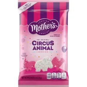 Frosted animal cookies in colorful packaging