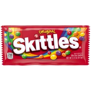 Original Skittles pack showing rainbow candies