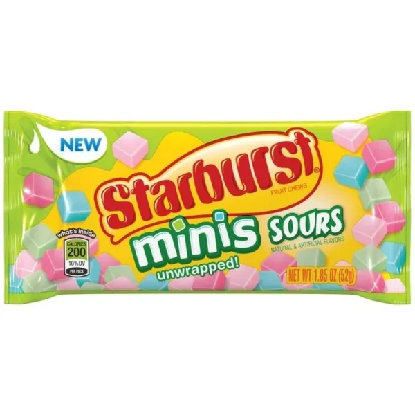 Starburst Minis Sours candy packaging