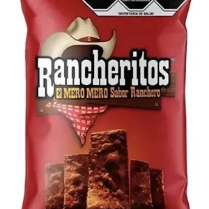 Red Rancheritos snack bag with cowboy design.
